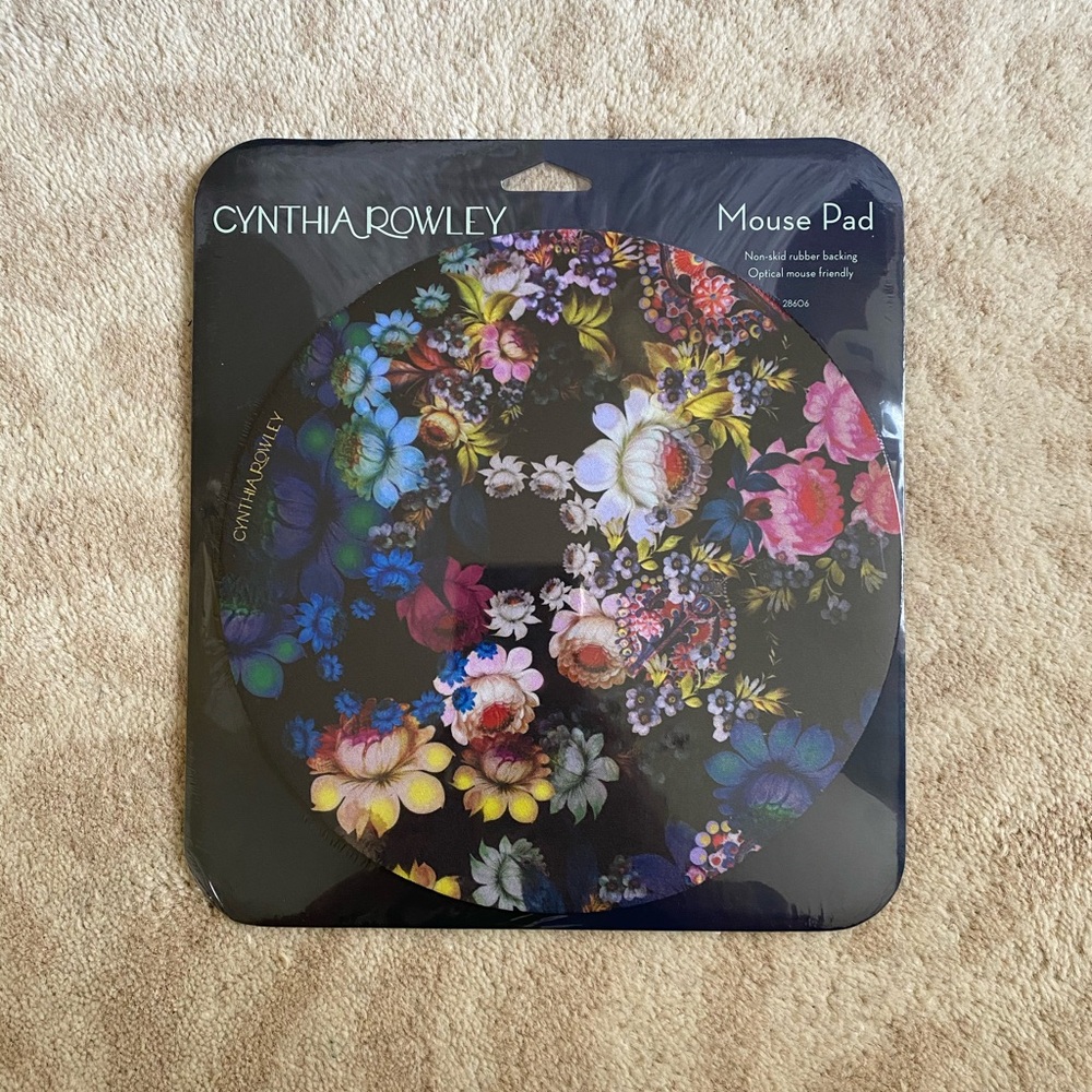Cynthia Rowley Black Floral Mouse Pad